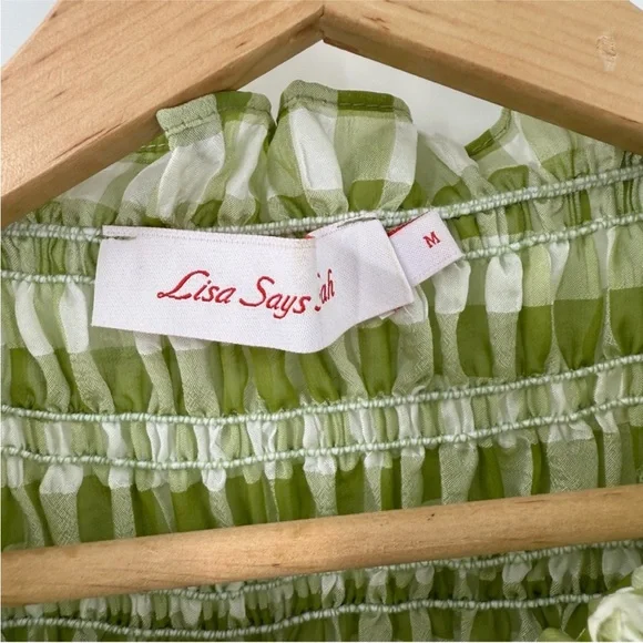 Lisa Says Gah Chiara Gingham Top Sz M - Picture 6 of 7